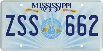 MS license plate ZSS662