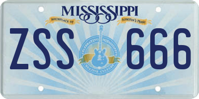 MS license plate ZSS666