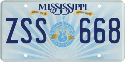 MS license plate ZSS668