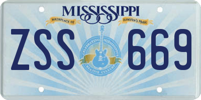 MS license plate ZSS669