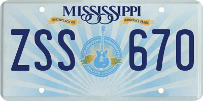 MS license plate ZSS670