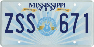 MS license plate ZSS671