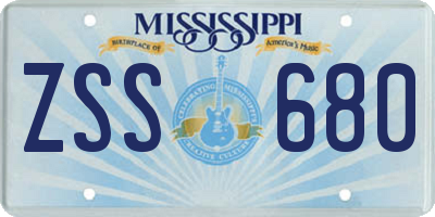 MS license plate ZSS680