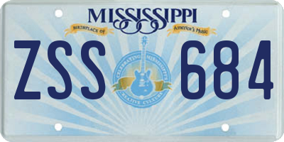 MS license plate ZSS684