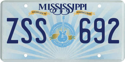 MS license plate ZSS692