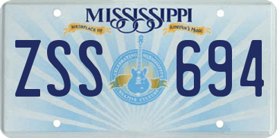 MS license plate ZSS694