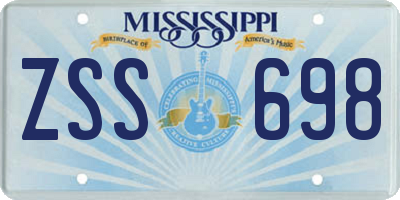MS license plate ZSS698