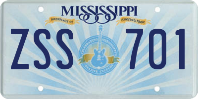 MS license plate ZSS701