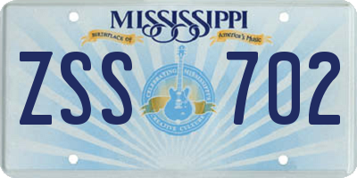 MS license plate ZSS702
