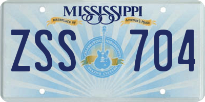 MS license plate ZSS704