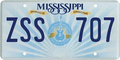 MS license plate ZSS707