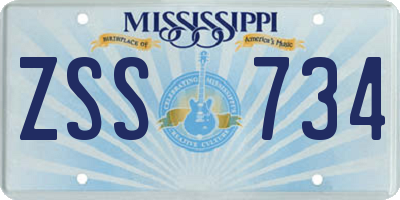 MS license plate ZSS734