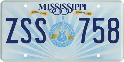 MS license plate ZSS758