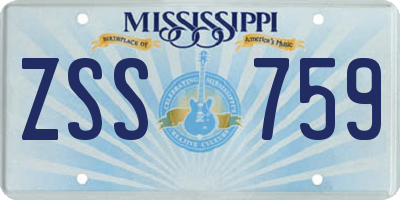 MS license plate ZSS759