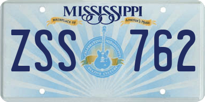 MS license plate ZSS762