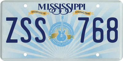 MS license plate ZSS768