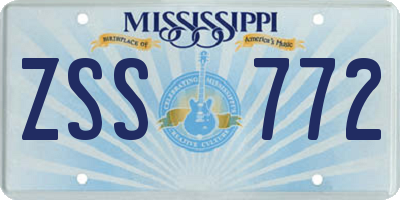 MS license plate ZSS772