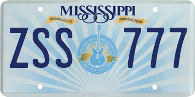 MS license plate ZSS777