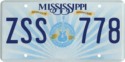 MS license plate ZSS778