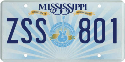 MS license plate ZSS801