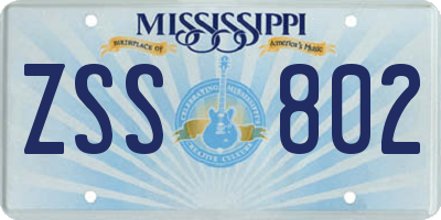 MS license plate ZSS802
