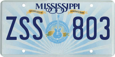 MS license plate ZSS803
