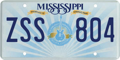 MS license plate ZSS804