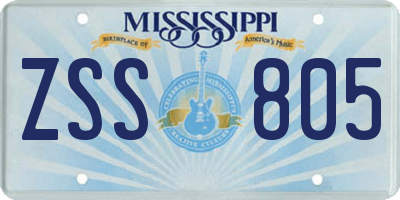 MS license plate ZSS805