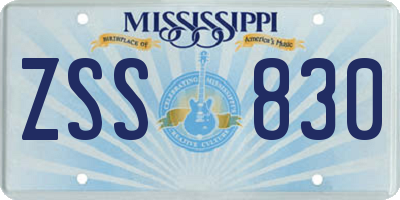 MS license plate ZSS830