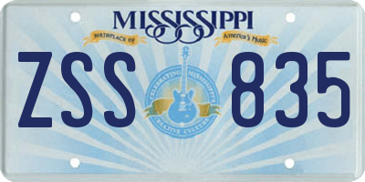 MS license plate ZSS835