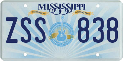 MS license plate ZSS838