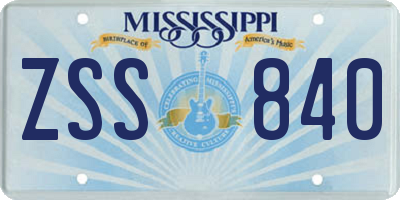 MS license plate ZSS840