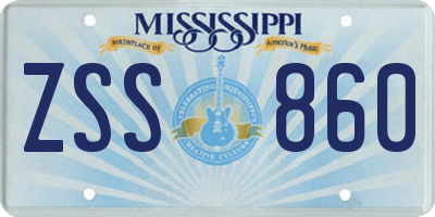 MS license plate ZSS860