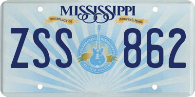 MS license plate ZSS862