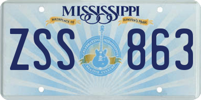 MS license plate ZSS863