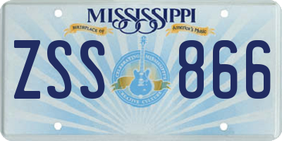 MS license plate ZSS866