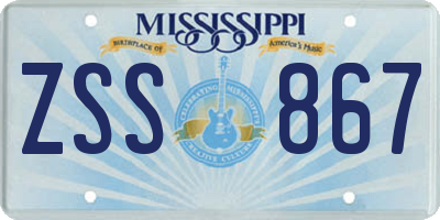 MS license plate ZSS867