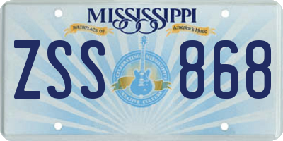 MS license plate ZSS868