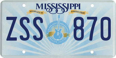 MS license plate ZSS870