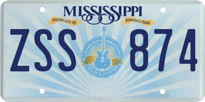MS license plate ZSS874