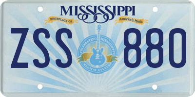 MS license plate ZSS880