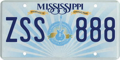 MS license plate ZSS888