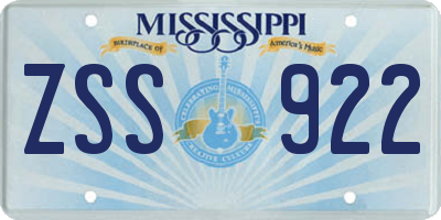 MS license plate ZSS922