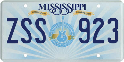 MS license plate ZSS923