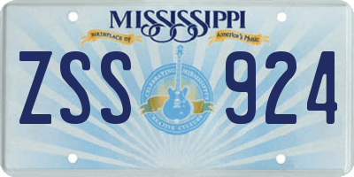 MS license plate ZSS924