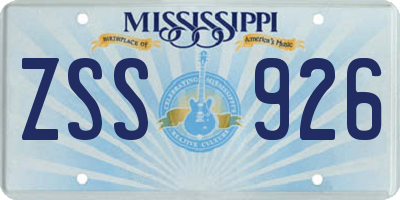MS license plate ZSS926
