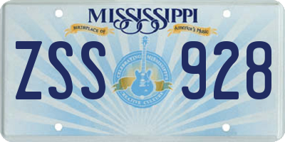 MS license plate ZSS928