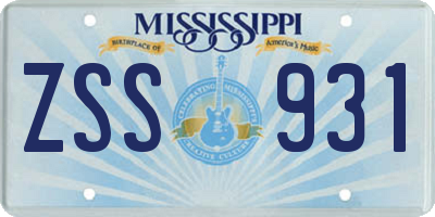 MS license plate ZSS931