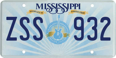 MS license plate ZSS932