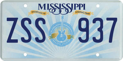 MS license plate ZSS937